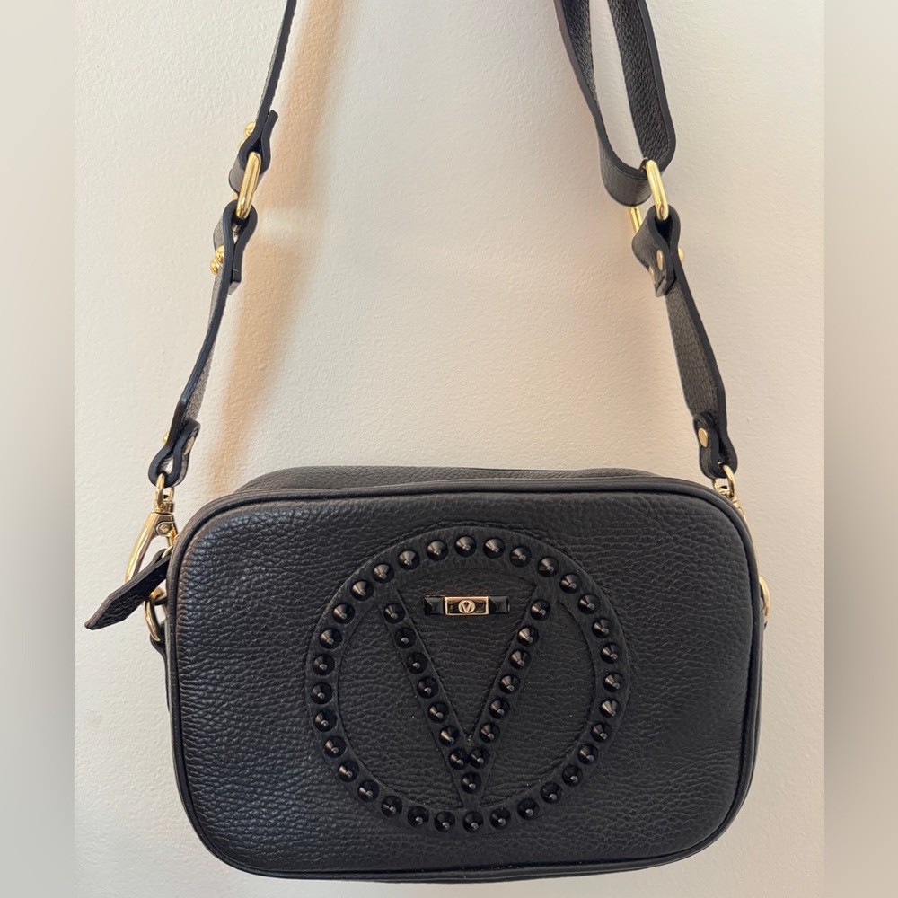Valentino Black Crossbody with Studded V Design